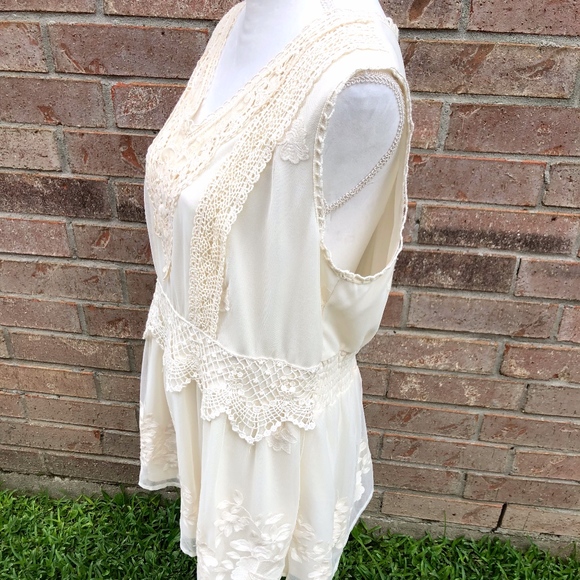 Adiva Cream Lace Babydoll Tank Size XL - Picture 2 of 4